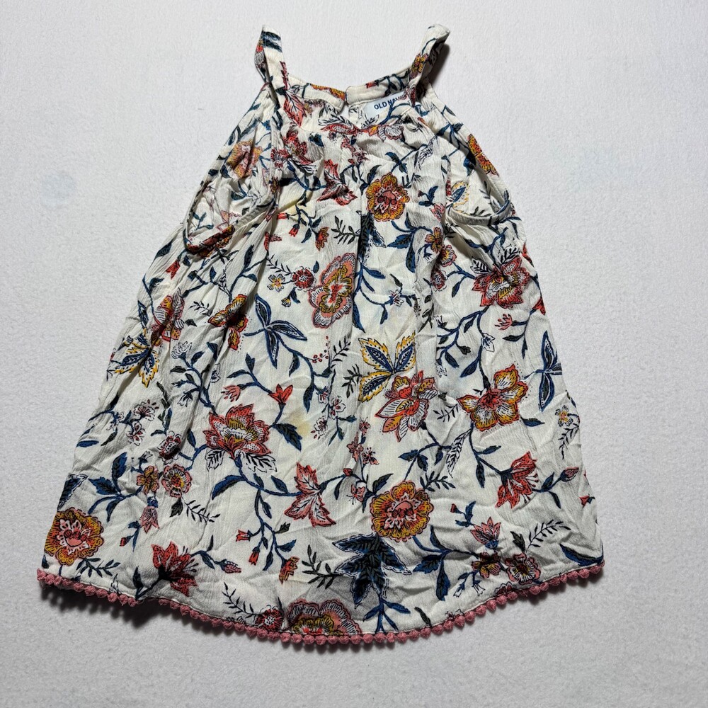 Old Navy XL Floral Sleeveless Top White Pink Yellow Blue Flower Print